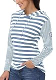 TrendiMax Damska bluza z kapturem bluza w paski bluza z kapturem sweter z długim rękawem 100% bawełna