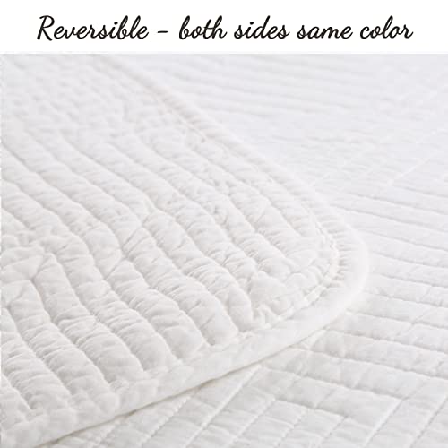 image for Cozy Line Home Fashions 100% Cotton Square Check Stitch Solid White Qu
