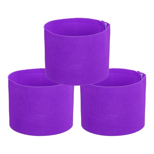 PATIKIL Soccer Captain Armband, 3 Pcs Captain Arm Bands for Soccer Elastic Captain Arm Band Sports Captain Armbands for Youth Adult Football Team Training Purple