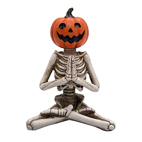 Set de 3 estatuas de esqueletos con cabezas de calabaza para Halloween miniatura 5