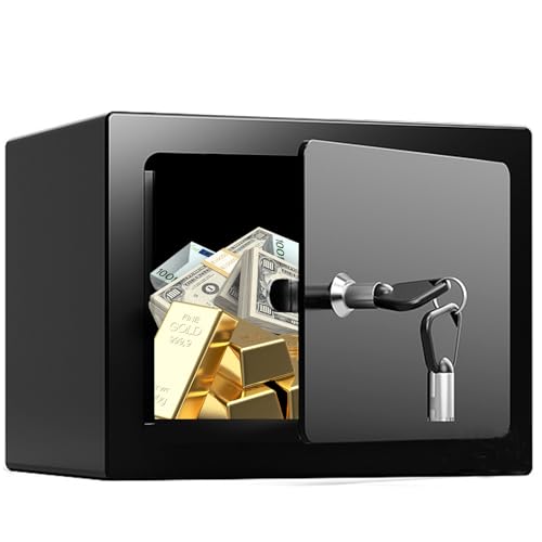 【Facile installazione e accessori completi】: viene fornito con fori preforati, viti di fissaggio e parti di montaggio per un'installazione sicura su pareti, pavimenti o armadi. Include 1 × cassaforte, 2 × chiave di emergenza, 2 × viti di estensione, 1 × base, evitando problemi di batteria o hacking.