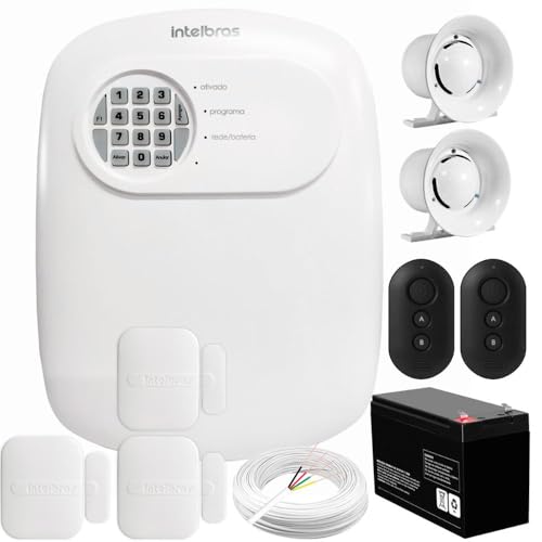Kit Central de Alarme Anm 24 Net Intelbras + 3 Sensores Xas 4010 Smart + Bateria + Sirene + Cabo