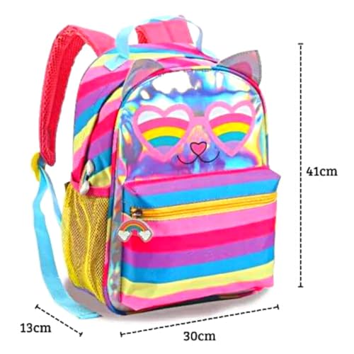 Mochila Infantil Escolar Menina Gatinha Óculos 16