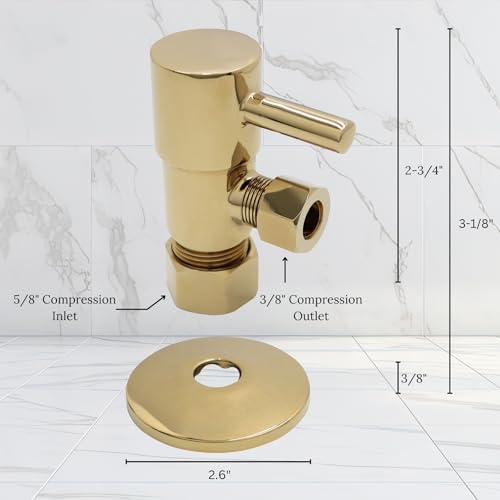 Westbrass A105QR-01 Round Lever 1/4-Turn Angle Stop 1/2" Copper x 3/8" Compression, Polished Brass by Westbrass - Image 3