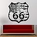 Pegatina de vinilo para pared, ruta 66, bandera americana, pegatina de pared Retro, dormitorio, decoración del hogar, calcomanía extraíble 57X58 cm