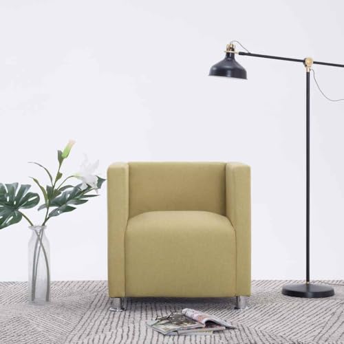 ULUYYUC Fauteuil Club Vert 69 x 54 x 71 cm en Polyester Structure Bois et Pieds Chromés Design Moderne Accueillant pour Salon Chambre Bureau Reading Nook