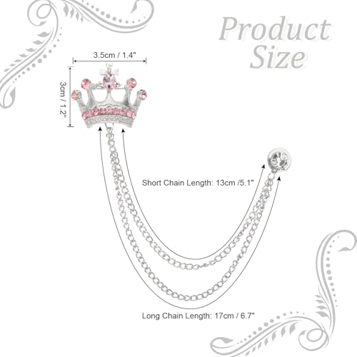 Image of PATIKIL Crown Hanging Chain Brooch Pins | Rhinestone Suit Pins Fashion Crystal Lapel Pins for Women Men