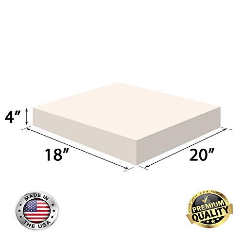 FoamRush 4" x 18" x 20" Upholstery Foam High Density Firm Foam Soft