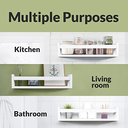 Whitewashed Floating Book Shelves - Set of 3 for Kids' Rooms - Image 6