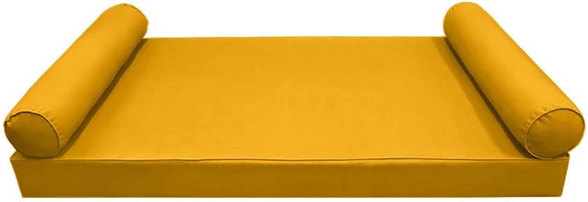 Prolinemax Style5 Twin-XL Size 3PC Pipe Trim Outdoor Daybed Mattress Cushion Bolster Pillow SlipCover Complete Set AD108
