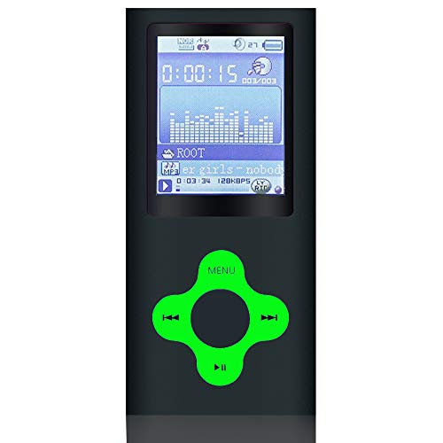 G.G.MartinsenVersatile MP3/MP4 Player with a Micro SD Card, Support Photo Viewer, Mini USB Port 1.8 LCD, Digital MP3 Player, MP4 Player, Video/Media/Music Player (Grayblack-Whith-greenbutton)