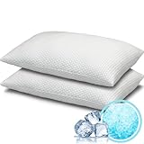 Ella Jayne Home Collection Cool N' Comfort almohada de fibra de gel con tecnología Coolmax, juego de 2