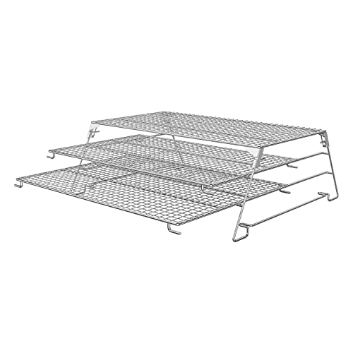 3 Tier Jerky Rack for Traeger 575 Pro 34 Pellet Grill 21 Foldable Sliding Warming Rack for Pit Boss Camp Chef Green Mountain Kamado Joe and More Smoker Grills 830 Cooking Expansion Accessory