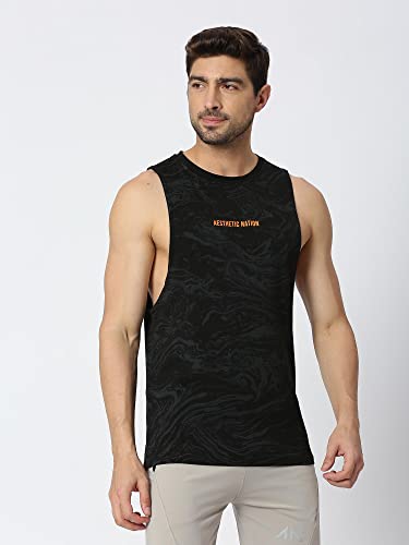 Image of Aesthetic Nation Deep Cut Wavy Tank Top /Vest for Mens