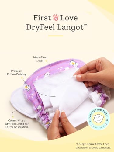 Image of superbottoms Premium DryFeel Baby Langot 0-6 months l 100% Cotton Modern Baby Nappy l Mess-free Langot with Gentle Elastics l Super DryFeel Top Layer l Diaper-free Time Essential | 3 Pack