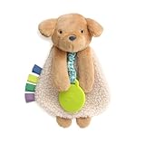 Itzy Ritzy - Itzy Lovey Including Teether - Baby Lovey with Teether, Textured Ribbons & Dangle Arms - Features Crinkle Sound, Sherpa Fabric and Minky Plush (Puppy)