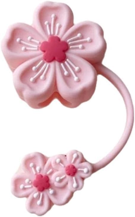 Silicone Straw Topper for Stanley 30&40 Oz,Cherry Blossoms Straw Cover Cap,Reusable Straw Cap Cover,10mm Drinking Straw Tip Covers for Stanley, Splash Proof Straw Topper (Pink) - Image 8