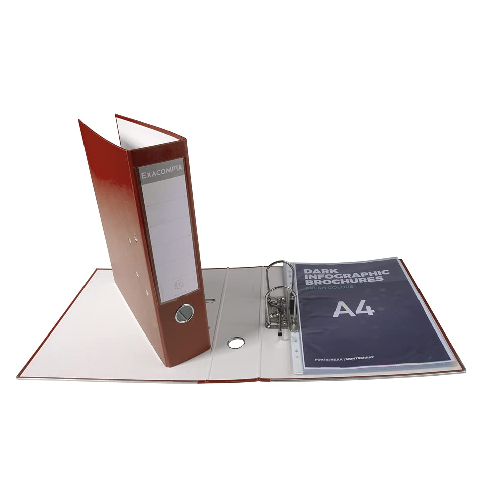 Exacompta - Réf. 918418B - Carton de 20 classeurs à levier A4 - Dos 75 mm - Mécanique 80 mm - Dimensions extérieures : 31,8 x 28,4 x 8 cm - Format à classer A4 - Coloris : Bordeaux