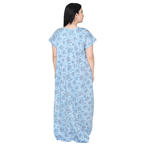 OSF Women's Nighty Printed Cotton Floral Maxi Round Neck Full Length Nightwear Night Gown (Pack of 1, NW0376)