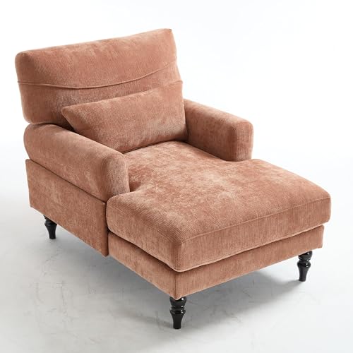 Sillón lounge reclinable tapizado naranja sencillo miniatura 6