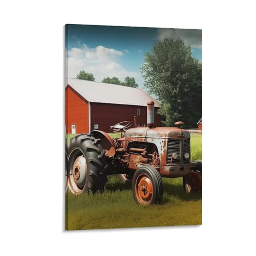 Toile murale tracteur vintage pour deco esthetique de chambre