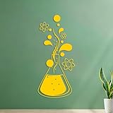 Chimica, Didattica delle Scienze, Atomo, Molecola, Bottiglia, Bambini della Scuola Adesivi con incisioni di pregio Non cade 34x75.9cm Giallo