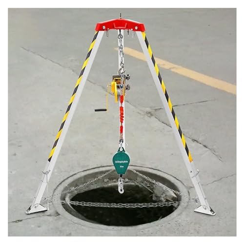 icVantA Tripod Rescue System - Traditional Aluminum Confined Space Tripod Kit 1200LBS 1800LBS 2600LBS Winch for Manhole/Tunneling/Cable Trench/Sewage Wells Easy to,1200LBS Winch+Fall Protection