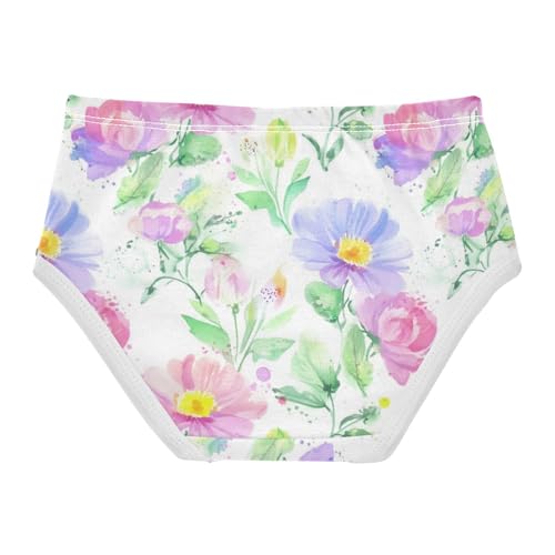 Joisal Durable Toddler Girls Underwear 2t Cotton Panties for Girl Watercolor Wildflowers Pastel Briefs Undies Kids2