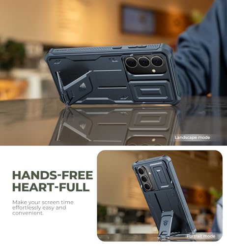 Image of Dexnor for Samsung Galaxy S26+ Plus Case with Upgraded Slide Camera Cover & 2 Front Frames & Built-in Screen Protector & Kickstand, Heavy-Duty Rugged Case Full-Body Protective Cover(2026),Navy Blue