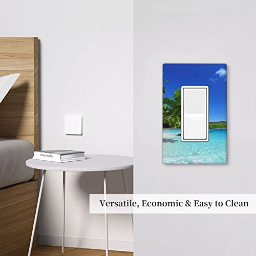 Beach Palm Trees Outlet Cover 1-Gang Rocker Receptacle Wall Plate Blue Light Switch Cover Plate Electrical Outlet Covers For Home Kitchen Bathroom Accessories & Decor #TOP5