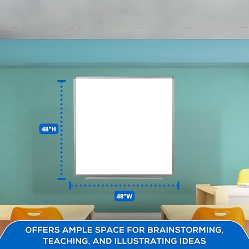 A-to-Z Supply Luxor WB4848W Wall-Mounted Magnetic Dry Erase Whiteboard, 48" x 48" Square Board, Aluminum Frame with Marker Tray, Painted Steel Surface, White by A-to-Z Supply - Image 3