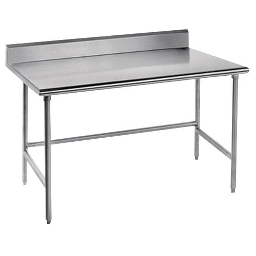 Advance Tabco - TKMSLAG-307-X - 84 in x 30 in Stainless Steel Work Table w/Open Base and 5 in Backsplash