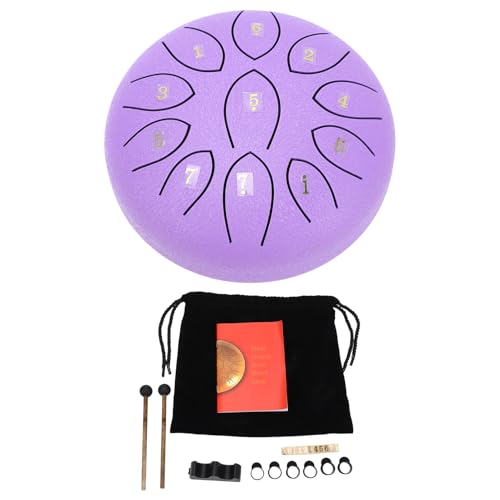 6in 11 Tones Steel Tongue Drum, Ethereal Rain Drum, Chakra Harmonizing Mini Percussion Instrument for Outdoor & Garden Use (Violet)