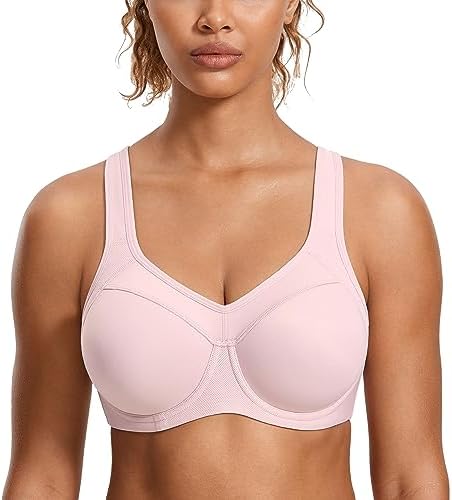 SYROKAN Damen Sport BH Starker Halt mit Bügel | Push up, Ringerrücken, Gepolstert, Fitness BHs