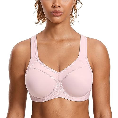 SYROKAN Women's Full Support High Impact Racerback Lightly Lined Underwire Sports Bra