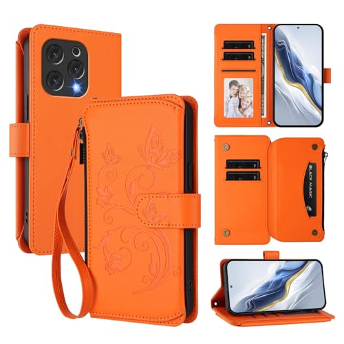 Cover Compatibile con Doogee N55 Plus 4G con N55 Pro Cordinoã€5 Portacarteã€ã€Portafoglio a cernieraã€ã€Chiusura magnetica〠Stand Flip Custodia Orange