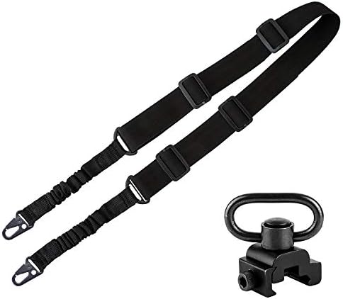BOOSTEADY 2 Point Rifle Sling, Adjustable Strap Multi Usage Gun Sling with QD Swivel Mount Base for Outdoor Sports, Hunting - Bundle