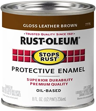 Rust-Oleum 7775730 Stops Rust Brush On Paint, Half Pint, Gloss Leather Brown 8 Fl Oz (Pack of 1)