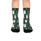 susiyo Artistic Christmas Penguin Pattern Hiking Socks Boy Girls - Cushioned Crew Socks for Kids Soft, Breathable & Seamless Toe for All-Day Comfort