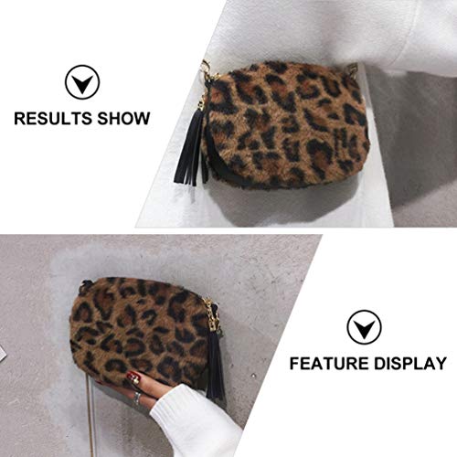 KESYOO Bolsa de Ombro de Pelúcia Feminina Bolsa Embreagem Alça de Corrente de Metal Bolsa de Padrão