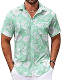 COOFANDY Mens Aloha Hawaii Shirt Mens Cruise Attire Vacation Shirts Short Sleeve Shirts Casual Tops