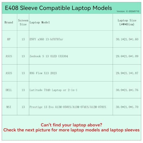 Image of Smatree Elite Laptop Sleeve for 13 inch HP /ASUS /DELL /MSI | for 13 inch HP Envy x360, ASUS ROG Flow /Zenbook S 16, DELL Latitude 7340, MSI Prestige 13, Protective Case with Pocket(E408)