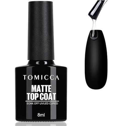 TOMICCA Matte Top Coat Vernis Semi Permanent, Vernis Gel UV Semi Permanent No Wipe Top Coat pour Studio de Manucure DIY Home, 8 ml