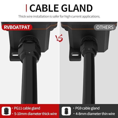 Interruptor de cable de 12V para exteriores en caravanas y barcos con luz led roja 4