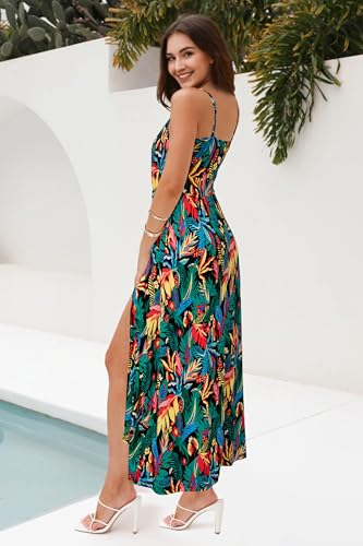 Image of Newshows Women's 2026 Lightweight Summer Wedding Guest Beach Vacation Casual V Neck Split Flowy Maxi Dress