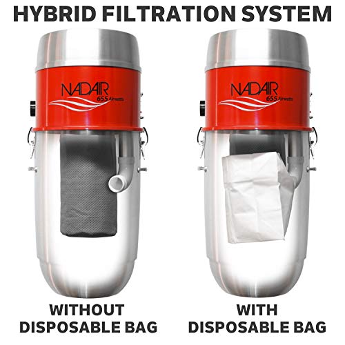 Nadair Commercial Central Vacuum System Hybrid Filtration For Air Purification-655 Airwatts Power Unit, 32L Or 8.5Gal, Aluminum #TOP2
