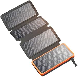 FEELLE Solar Charger Power Bank - 25000mAh Portable Phone Charger 3A Fast Charging External Battery Pack with 4 Solar Panels for Phone Outdoor Camping Orange and Black : Amazon.ca: Electronics