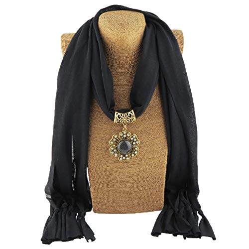 Women's Scarf Necklace Bohemian Alloy Petal Pendant Jewelry Gift Ladies Polyester Scarf(sc003)2