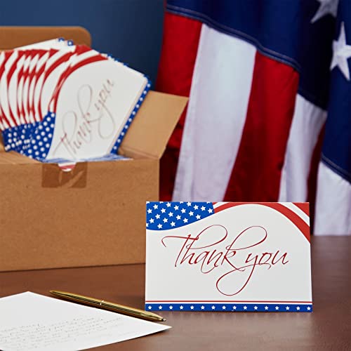 Pipilo Press 120 Pack Patriotic Thank You Cards With Envelopes, Bulk American Flag Notecards For Military Veterans, Memorial Day (4X6 In) #TOP1