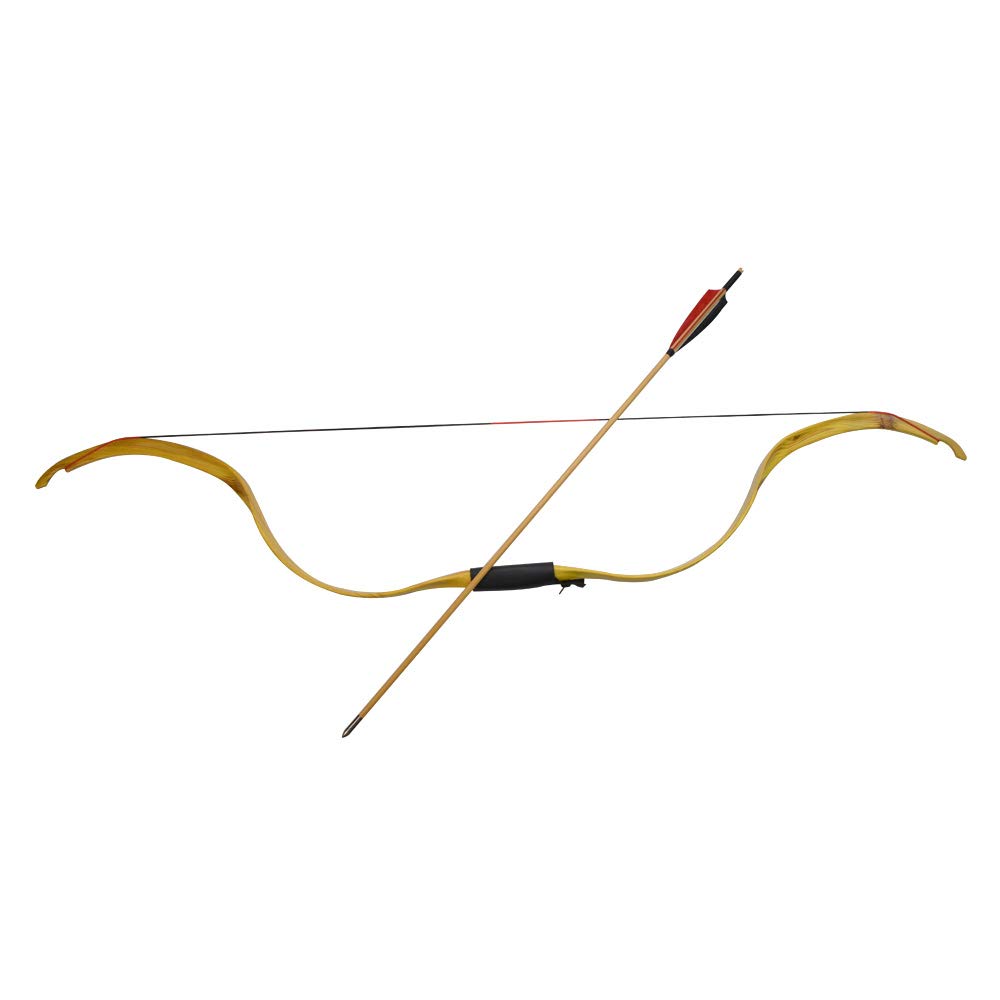 Ensemble d'arc Traditionnel Arc Classique avec flèche en Bois Ensemble d'arc et de flèche avec Accessoires Convient à l'équitation Adulte (30lbs, Couleur 1)